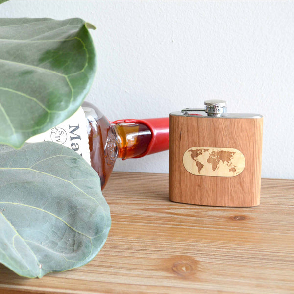 Cherry Wood Flask with Custom Engraving Option - The Wood Reserve