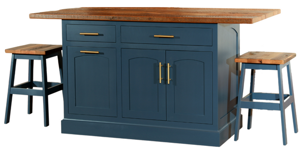 CLEARANCE: Kitchen Island with 2 Stools (Charmworks) - Our Country Hearts